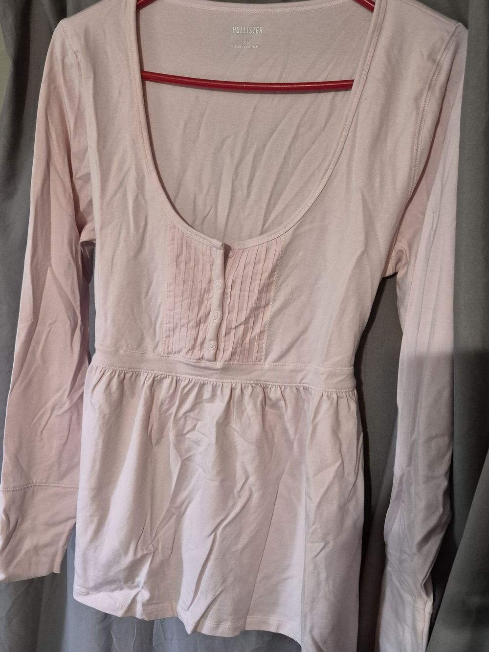 Hollister Light Pink Scoop Neck Henley Top